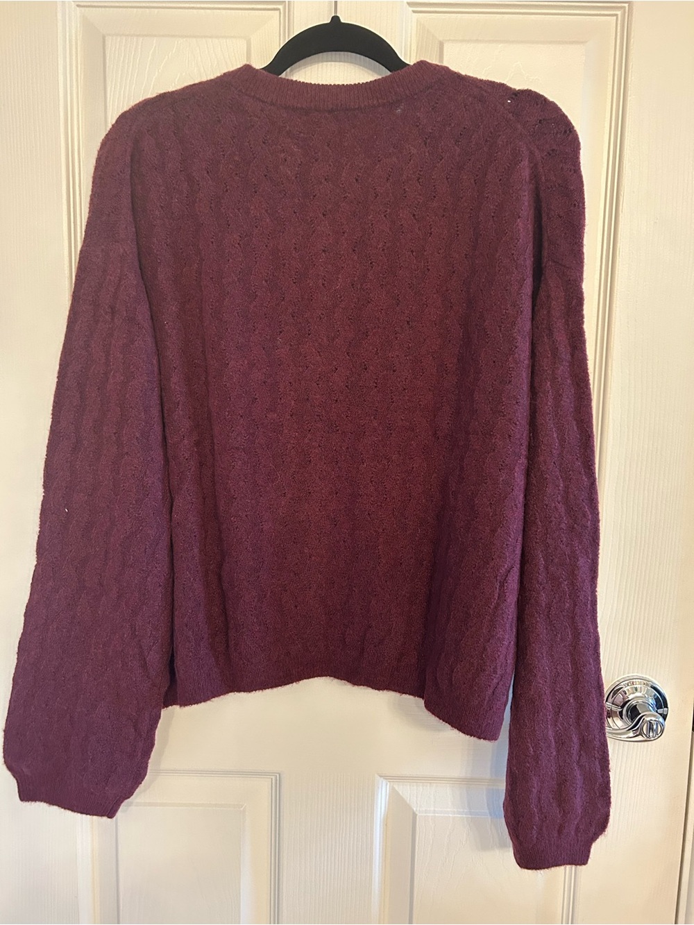 NWT J. Crew Women's Cable Knit Merino wool Button-Up Cardigan - Plum (089) - Picture 4 of 4